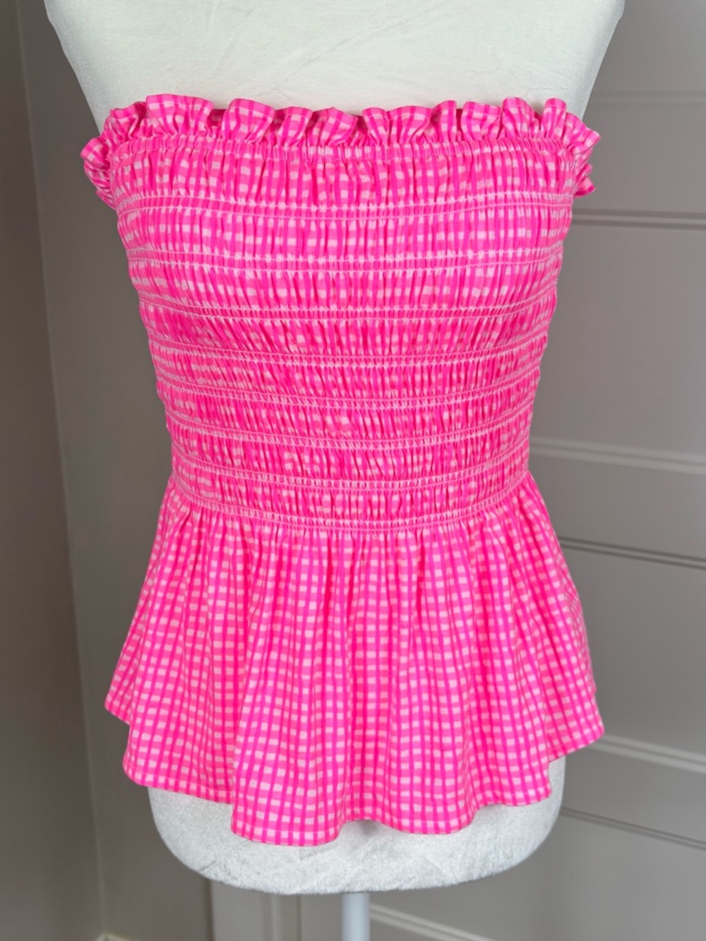 Lilly‎ Pulitzer Jadis Strapless Gingham Top Size S